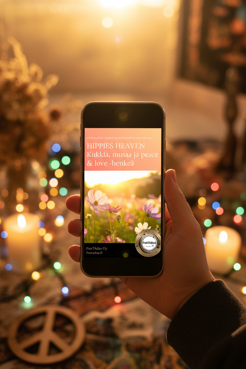 Hippies Heaven käsi puhelin mockup